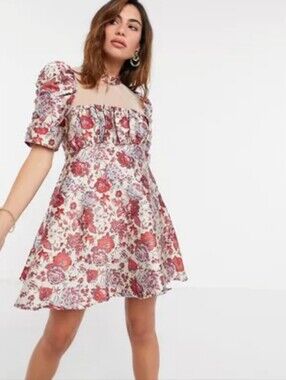 ASOS‎ Design Sukienka Floral Babydoll Mini Dress Size 2